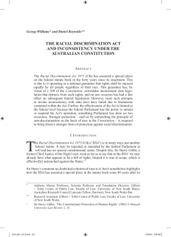 the racial discrimination act and inconsistency under the