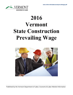 2016 Vermont State Construction Prevailing Wage