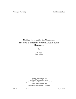 No Hay Revoluci&Atilde;&sup3;n Sin Canciones: The Role of Music