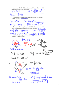 1. A prism has a height of 12 centimeters and a
