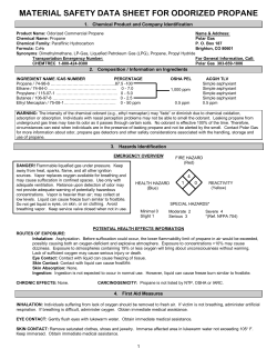 MATERIAL SAFETY DATA SHEET FOR ODORIZED PROPANE