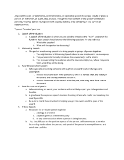 a-special-occasion-speech - Mr. Millers` History Class