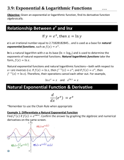 Relationship Between e and lnx Natural Exponential Function