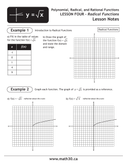 Math 30-1: Radical Functions