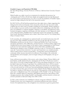 Franklin`s Legacy and Popularity