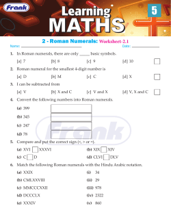 2 - Roman Numerals: Worksheet-2.1