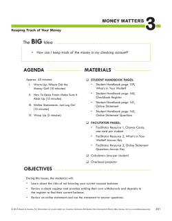 Keeping Track of Your Money