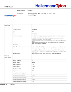 Article Number: 598-00277 Thermal Transfer Label, 0.25" x 1.5", 16