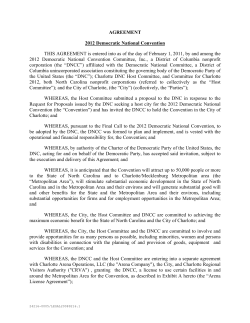 AGREEMENT 2012 Democratic National Convention THIS