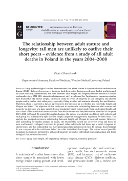 The relationship between adult stature and longevity: tall men are
