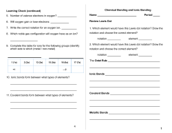 Chemical Bonding and Ionic Bonding Name Period Review Lewis