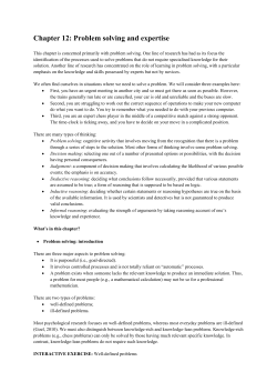 Chapter 12: Problem solving and expertise