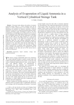 Analysis of Evaporation of Liquid Ammonia in a Vertical Cylindrical