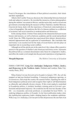 EMMA CERVONE: Long Live Atahualpa: Indigenous Politics, Justice