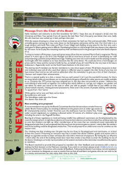 NEWSLETTERCITY - City of Melbourne Bowls Club