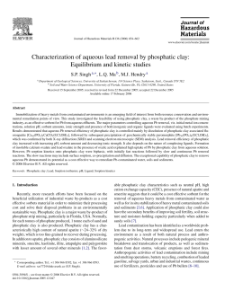 Characterization of aqueous lead removal by phosphatic clay