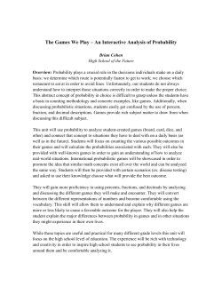 The Games We Play &ndash; An Interactive Analysis of Probability