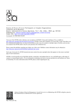 David Mechanic Sources of Power of Lower Participants in Complex