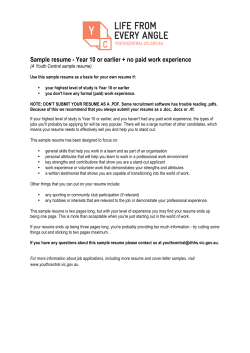 Sample resume - Year 10 or earlier + no paid work