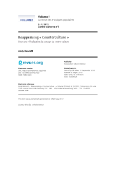 Reappraising &laquo; Counterculture - La revue Volume