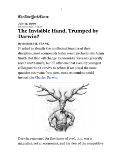 The Invisible Hand, Trumped by Darwin