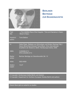 Selboe: Time and Narrative in Karen Blixen`s Tales