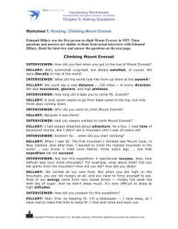 Chapter 5: Asking Questions Worksheet 1. Reading: Climbing Mount