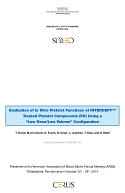 Evaluation of In Vitro Platelet Functions of INTERCEPT