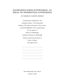 KNOWLEDGE FROM KNOWLEDGE: AN ESSAY ON INFERENTIAL