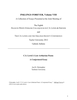 CS Lewis`s Lost Arthurian Poem