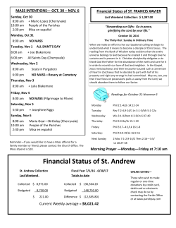 Financial Status of St. Andrew - St. Andrew Catholic Church