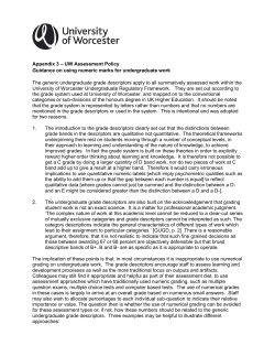 Guidance on using numeric marks for undergraduate work