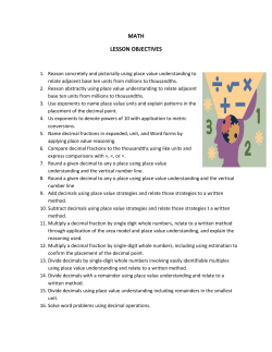 Math Objectives MODULE ONE