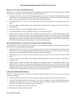 2013 saratoga springs lacrosse shootout rules of play boy`s 3-4, 5