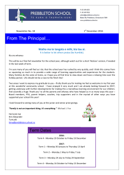 Newsletter 18 - 1st December 2016