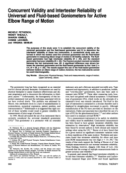 Concurrent Validity and Intertester Reliability of