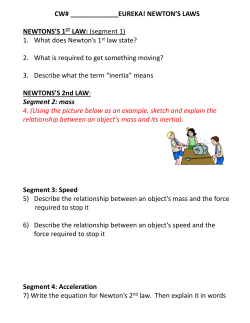 CW# ! NEWTON`S LAWS NEWTONS`S 1ST LAW