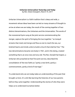 Unitarian Universalism Yesterday and Today by Rev. Diane