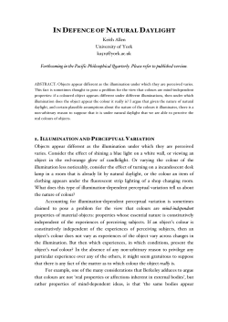 in defence of natural daylight - User Web Areas at the University of