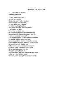Readings For T271 - Love To Love is Not to Possess James