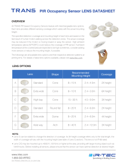 PIR Occupancy Sensor LENS DATASHEET
