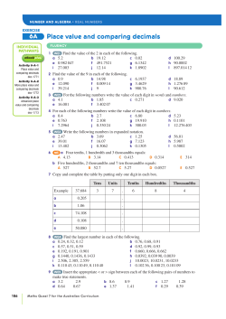Place value and comparing decimals
