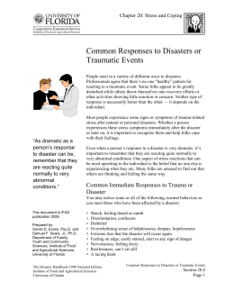Common Responses to Disasters or Traumatic Events