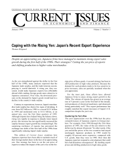 Coping with the Rising Yen: Japan`s Recent Export Experience