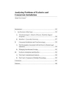 Analyzing Problems of Exclusive and Concurrent Jurisdiction