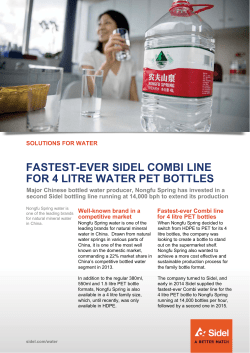 FASTEST-EVER SIDEL COMBI LINE FOR 4 LITRE WATER PET