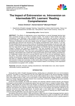 The Impact of Extroversion vs. Introversion on Intermediate EFL