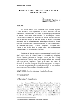 conflict and its effects in achebe`s &ldquo;arrow of god`