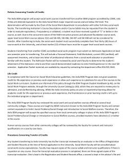 Policies Concerning Transfer of Credits