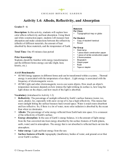 Activity 1.4: Albedo, Reflectivity, and Absorption